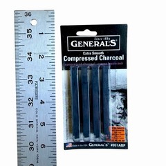 General’s Compressed Charcoal Sticks 4/Pkg-Black – 2B, 4B & 6B BNIP NEW
