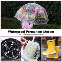 Oil Based Paint Markers, 12 Colors Dual Tip Waterproof Outdoor Paint Pens, Quick