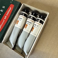 Reeves Greyhound Vtg Set of 3 X Raw Sienna oil colour Paint Tubes Still Soft NEW