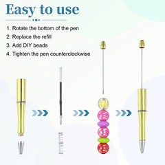 10Pcs DIY Beadable Pen, Ballpoint Pens, Lemon Yellow Casing(Beads Not Included)