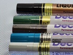 All NEW Paint Markers Set of 5 Marvy BOLD LINE DecoColor 4 colors & Liq. COPPER