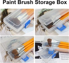 4 Pack Paint Brush Storage Box Clear Paint Brush Holder Long Brush Storage Case