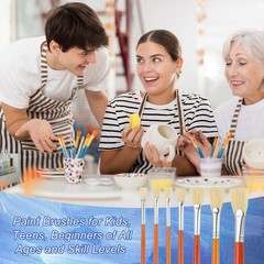 4 Pcs Paint Brushes Bulk, Fan-shaped Tip Painting Brush, (0.7 Inches, Red)