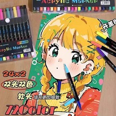 24/48/120 Colors Acrylic Paint Markers Dual Tip Fine Brush Art Pens