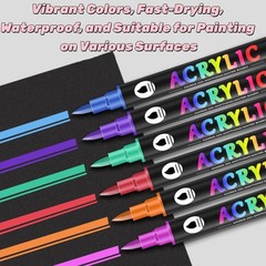 Acrylic Paint Marker Pens Set Brush/Fine Dual Tip Permanent Waterproof Opaque