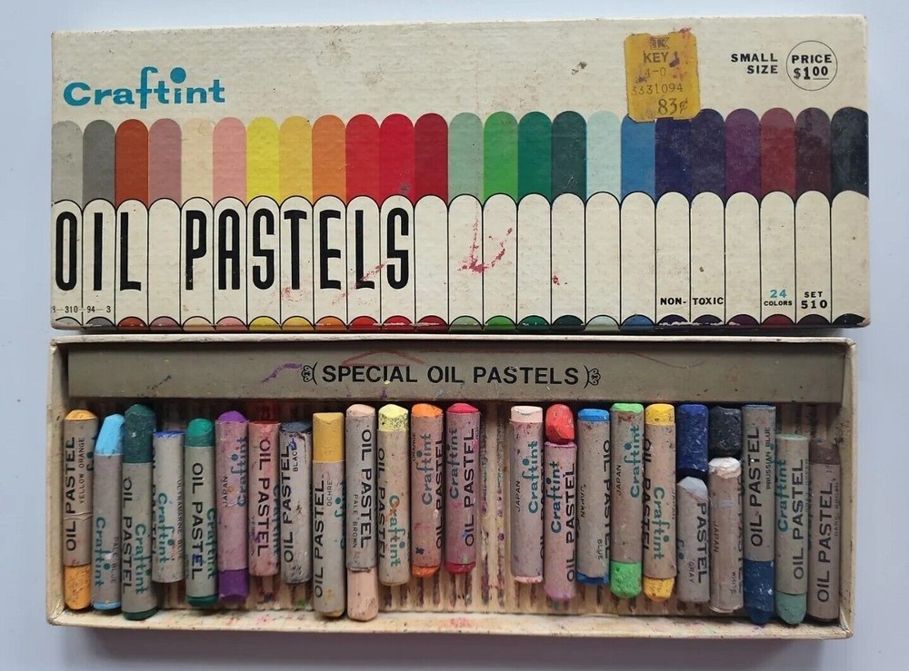 1970’s Craftint Oil Pastels 23 Colors Set 510 Used Full Sticks U99