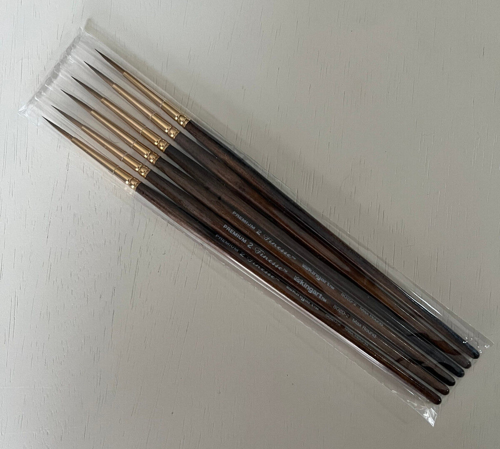 Pack of 6 King Art Finesse Artist Brushes, #2 Max Round, Kolinsky Sable Blend