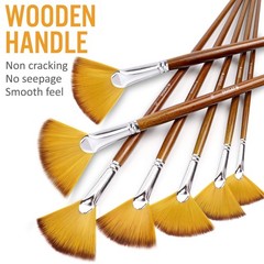 Artist Fan Paint Brushes Set 9pcs – Soft 0, 2, 4, 6, 8, 10, 12, 14, 16, Brown
