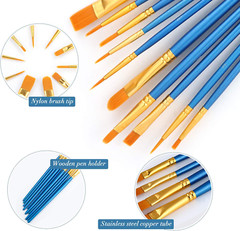 Acrylic Paint Brush Set, 1 Packs / 10 Pcs Watercolor Brushes Painting Brush Nylo