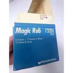 SANFORD MAGIC RUB 1954 BOX OF 12 ERASERS NON-SMUDGE NON-ABRASIVE WHITE Sticky