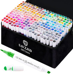 240 Colors Markers Set, 240 Colors Dual Tip Markers Set, Fine & Chisel Double Ti