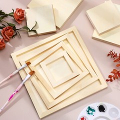 12 Pieces Wood Canvas Board, Unfinished Wood Cradled Painting Panels Boards D…