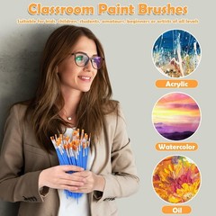 240 Pcs Small Paint Brush Set – Flat Fine Tip for Kids, Acrylic, Oil, Watercolor