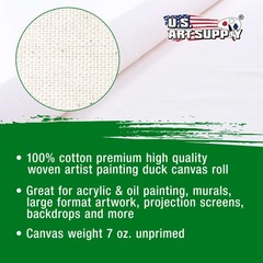 U.S. Art Supply Unprimed 63″ Wide x 6 Yd, 18ft Long Unstretched Canvas Roll, 7oz