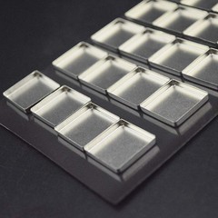 30 Pieces Empty Square Metal Tin Palette 30 Count (Pack of 1), Silver Tone