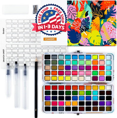Set de acuarelas de 100 colores: 50 regular, 35 metálic, 10 macarron y 5 fluores