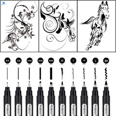 PANDAFLY Calligraphy Pen, 10 Size 1 Count (Pack of 10), Black