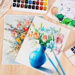 25 Sheets Watercolor Paper 8.5 x 11, 300 GSM Deckled x 11 inch, ivory