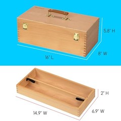 Sturdy Wood Tool Box: Beechwood Portable Art Supply Organizer – Artist Large