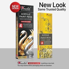 Acrylic Paint Pens Set 4Pcs Gold Silver 0.7mm Fine Tip Permanent Art Markers