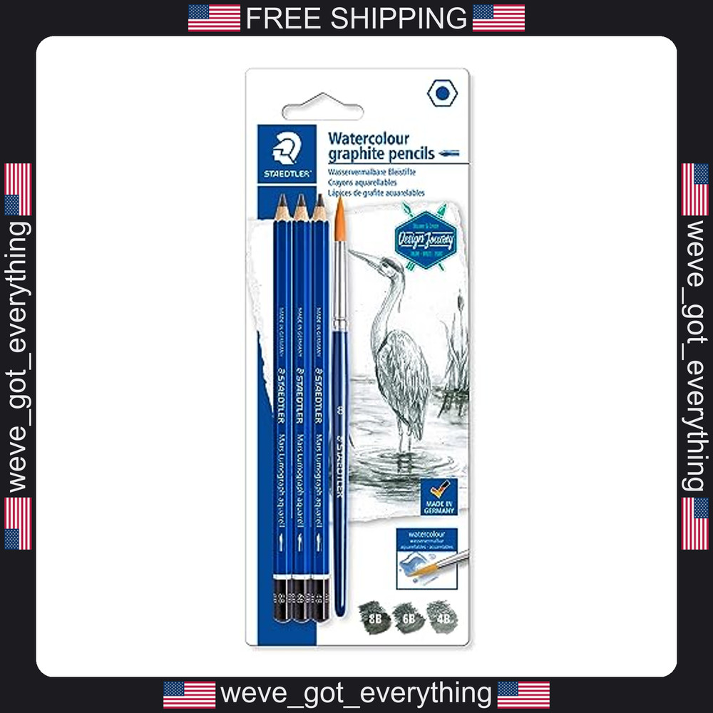 Set of 3 Watercolor Graphite Pencils for Drawing and Painting