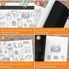 200 Sheets Carbon Paper Black Graphite Paper Transfer Tracing Paper and 5 Pieces