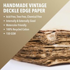 Handmade Antique Deckle Edge Blank Paper – 8.25 x 11.7″ – A4 Size Package of …
