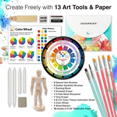 181-Piece Mixed Media Art Set in Wooden Case for Drawing Sketching Painting, …