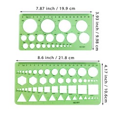 Circle Templates Geometric Drawings Drafting Stencils Measuring Tools Green