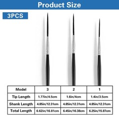 3 Pcs Script Pinstripe Brushes, Extra Long Fine Scroll Pinstriping Brush, Rigger