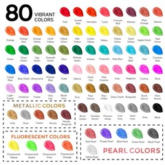 ABEIER Acrylic Paint Set, 80 Colors (2oz/60ml) Artist Quality Paint with 11 M…