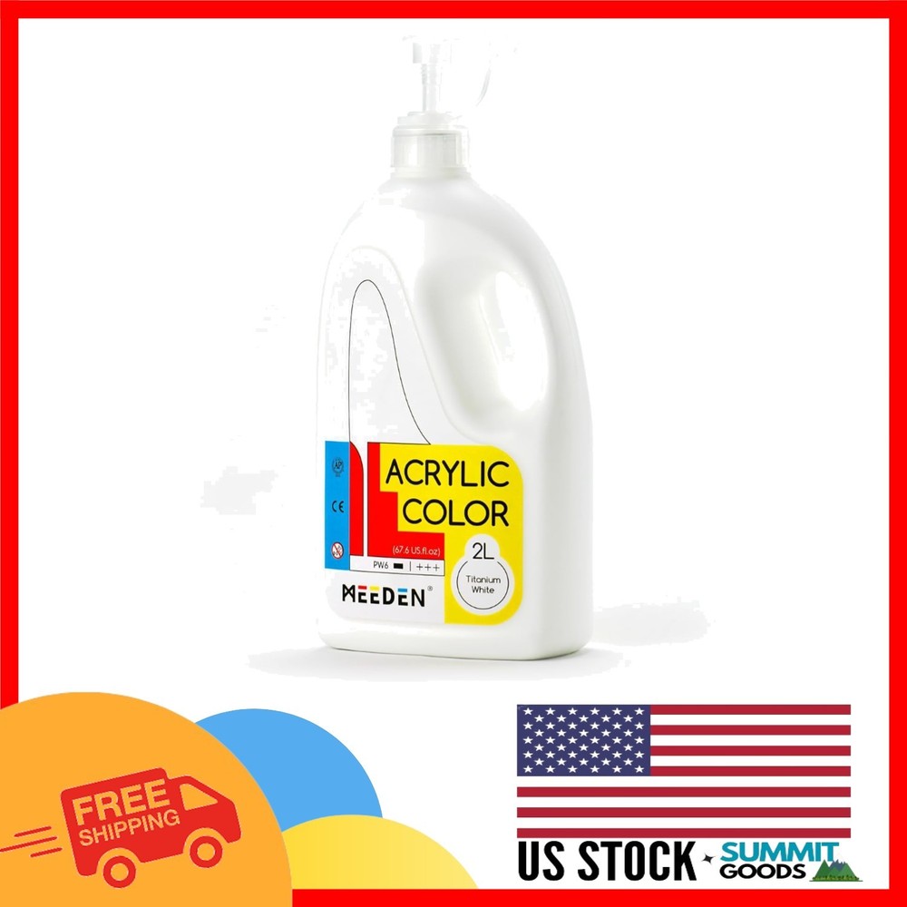 Extra Large 67 oz Titanium White Acrylic Paint – High Coverage & Safe for All