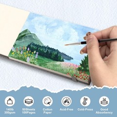Watercolor Sketchbook, 3.5×5.5 Watercolor Journal, 2 Packs, 50 Sheets Each, C…