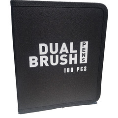 100 PCS Dual Brush Pens Marker Watercolor Coloring Case Organizer Portable Black