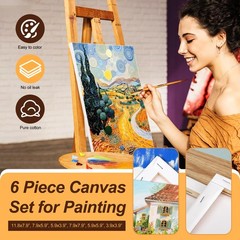 6-Piece Canvas Set for Painting – 11.8×7.9”, 7.9×5.9”, 5.9×3.9”, 7.9×7.9”, 5….