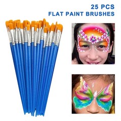 25PCS Flat Paint Brushes Small Brush Tool For Detail Painting Craft Art Gift