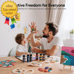 Acrylic Paint Set, 24 Colors (2 Oz/Bottle) with 12 Art Brushes, Art Supplies for
