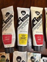 13 Bob Ross Oil Paint lot artist Oil Paints Used Vintage Black Red Yellow Green