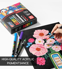 24 Colors Brush Tip Acrylic Paint Marker Pens, Liquid Large Markers for Calligr