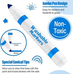 36 Pcs Light Blue Washable Markers Bulk Coloring Broad Line Marker for Kid Ages