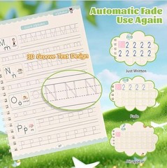 Handwriting Book Practice for Kids,Reusable Grooved Handwriting Books