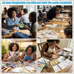 200 Pcs African American Women Coloring Cards Black Beauties Portraits to Color