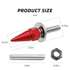 4 PCS Spikes License Plate Screws for Car, Anti Theft Spike Shape Aluminum Red