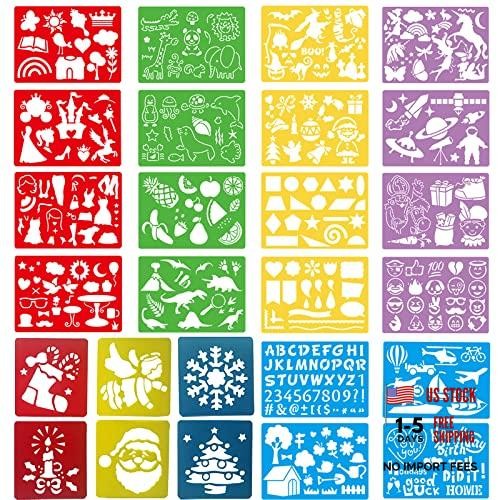 26pcs Plastic Drawing Stencils Set with 26pc Stencil Drawing