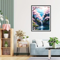 Cherry Blossom Diamond Painting Kits for Adults Beginners, 5D Mount Fuji Diamond