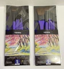 Viswin 10-Piece Watercolor Paint Brush Set High-Grade Animal Hair Purple Handle