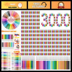 3000 Pcs Mini Colored Markers Set – Vibrant Assorted Watercolor Pens for Art & O