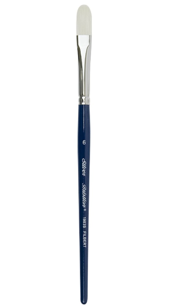 Bristlon Extra Long Filbert Brush Size 6 Long Handle for Acrylic Oil