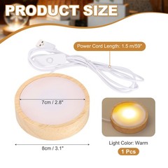 LED Light Base, 3.1″ Wood LED Light Stand for Crystal, Warm Light