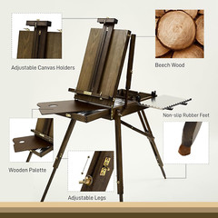 French Easel for Painting, Deluxe Beech Wooden Field & Studio Sketchbox Easel St